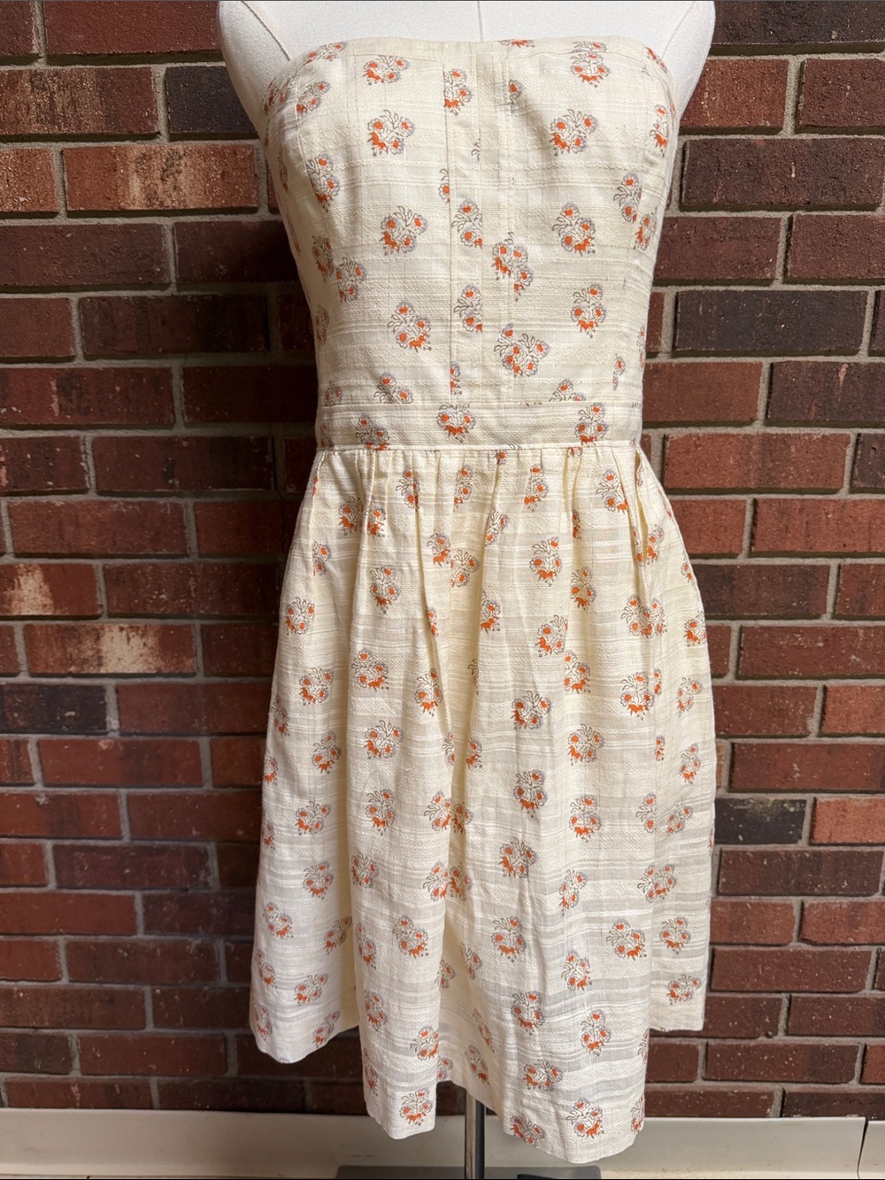 Club Monaco Karolina Cream Floral Strapless Sundress Size 12